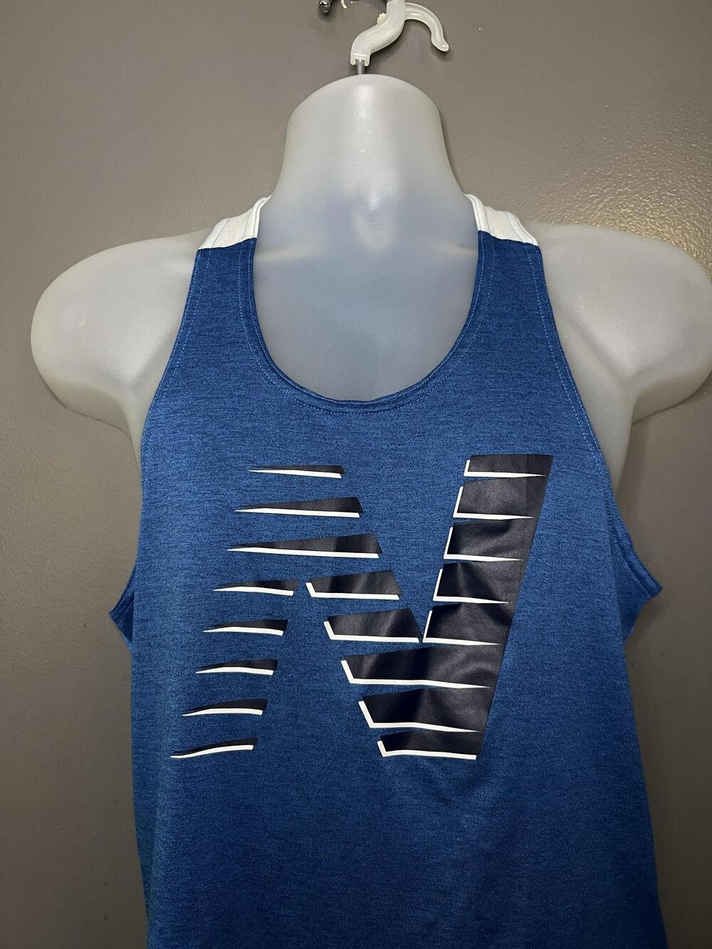 New Balance Tank Top Mens Small Blue Mesh Racerback Running Singlet Logo